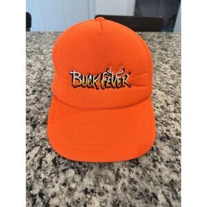 Vintage Buck Fever Hat Cap Orange Trucker Snapback Embroidered Hunting Outdoors